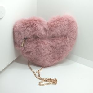 Dusty Pink Heart Plush purse bag